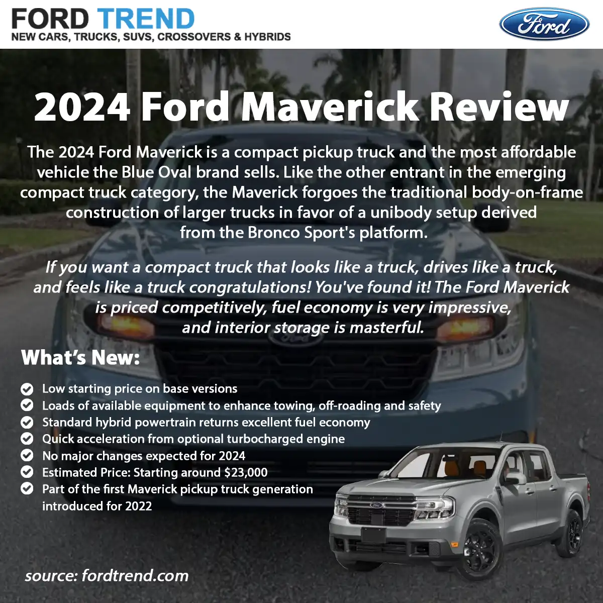 2024 Ford Maverick Pickup Truck Infographic